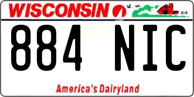 WI license plate 884NIC