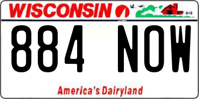 WI license plate 884NOW