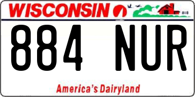 WI license plate 884NUR
