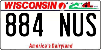 WI license plate 884NUS