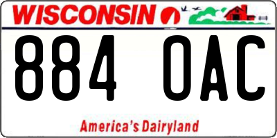 WI license plate 884OAC