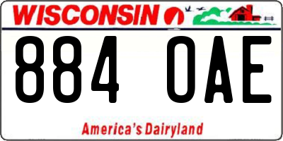 WI license plate 884OAE