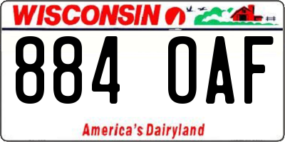 WI license plate 884OAF