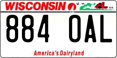 WI license plate 884OAL