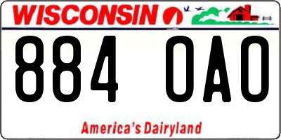 WI license plate 884OAO