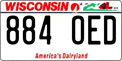 WI license plate 884OED
