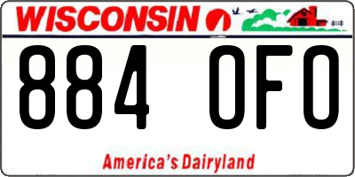 WI license plate 884OFO