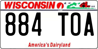WI license plate 884TOA