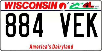 WI license plate 884VEK