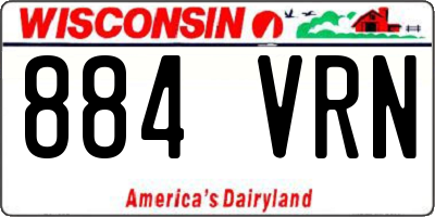 WI license plate 884VRN