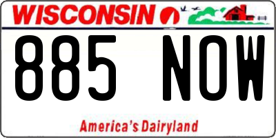 WI license plate 885NOW