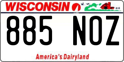 WI license plate 885NOZ