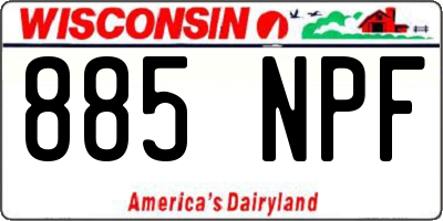 WI license plate 885NPF