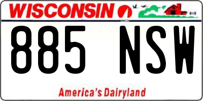 WI license plate 885NSW