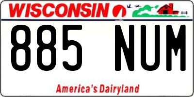 WI license plate 885NUM