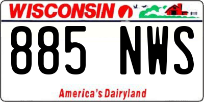 WI license plate 885NWS