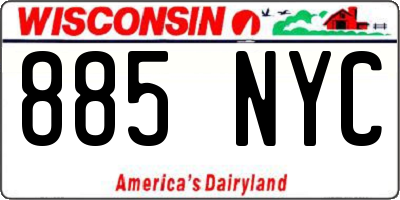 WI license plate 885NYC