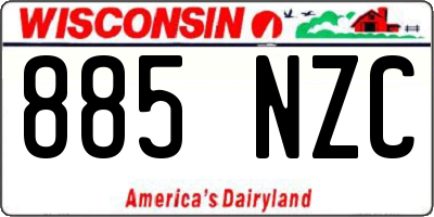 WI license plate 885NZC