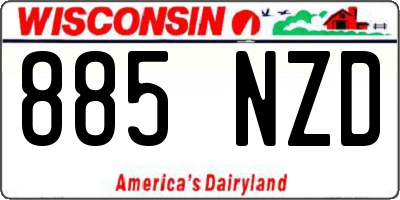 WI license plate 885NZD