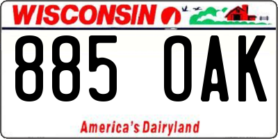 WI license plate 885OAK
