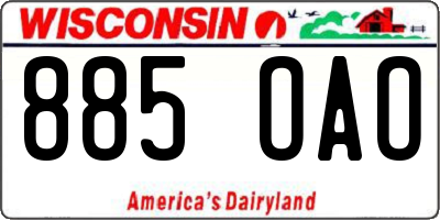 WI license plate 885OAO