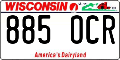 WI license plate 885OCR