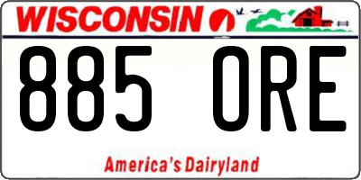 WI license plate 885ORE