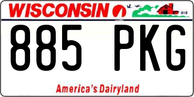 WI license plate 885PKG