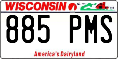 WI license plate 885PMS