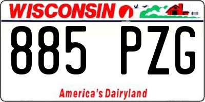 WI license plate 885PZG