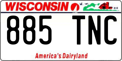 WI license plate 885TNC
