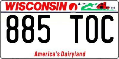 WI license plate 885TOC
