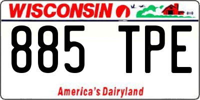 WI license plate 885TPE