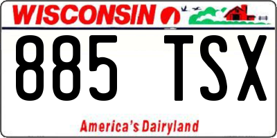 WI license plate 885TSX