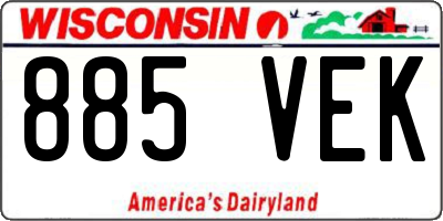 WI license plate 885VEK