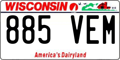 WI license plate 885VEM