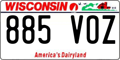 WI license plate 885VOZ
