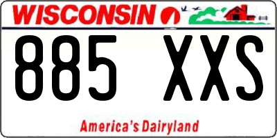 WI license plate 885XXS