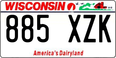 WI license plate 885XZK