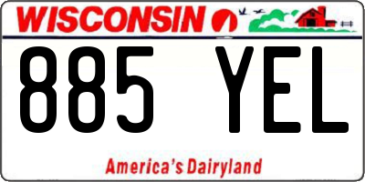 WI license plate 885YEL