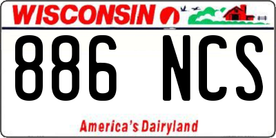 WI license plate 886NCS