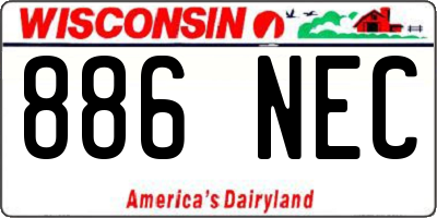 WI license plate 886NEC