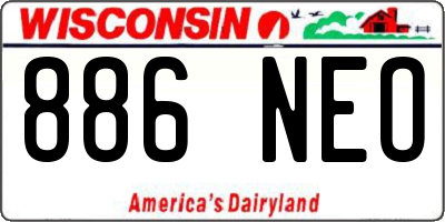 WI license plate 886NEO