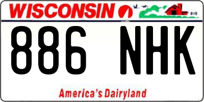 WI license plate 886NHK