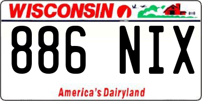 WI license plate 886NIX