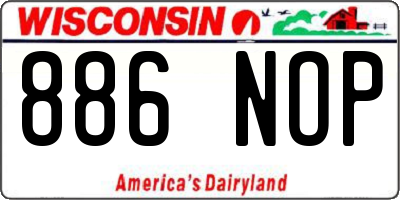 WI license plate 886NOP