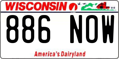 WI license plate 886NOW