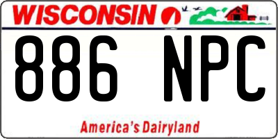 WI license plate 886NPC