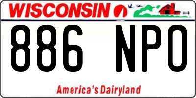 WI license plate 886NPO