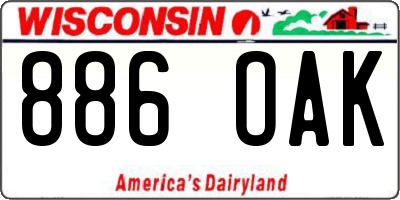 WI license plate 886OAK